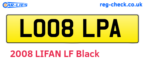 LO08LPA are the vehicle registration plates.