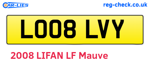 LO08LVY are the vehicle registration plates.