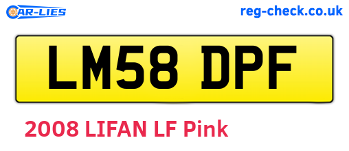 LM58DPF are the vehicle registration plates.