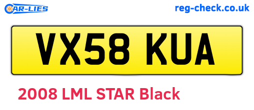 VX58KUA are the vehicle registration plates.