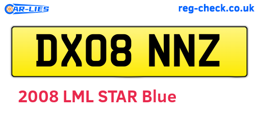 DX08NNZ are the vehicle registration plates.