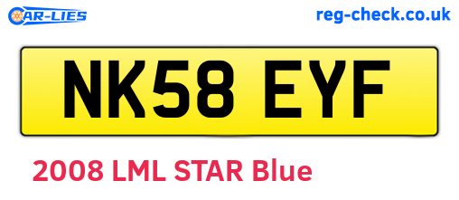 NK58EYF are the vehicle registration plates.