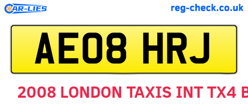 AE08HRJ are the vehicle registration plates.