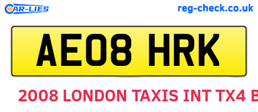 AE08HRK are the vehicle registration plates.