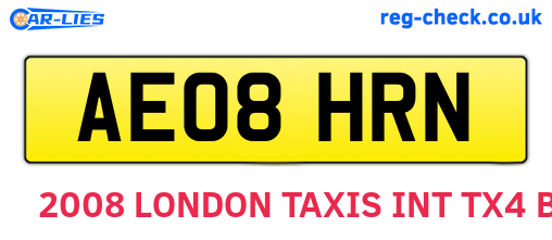 AE08HRN are the vehicle registration plates.