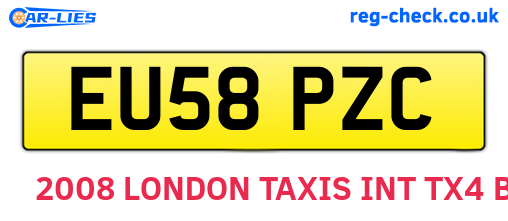 EU58PZC are the vehicle registration plates.
