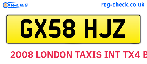 GX58HJZ are the vehicle registration plates.
