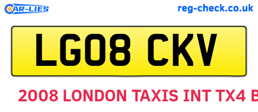 LG08CKV are the vehicle registration plates.