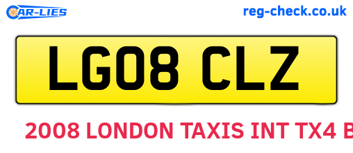 LG08CLZ are the vehicle registration plates.