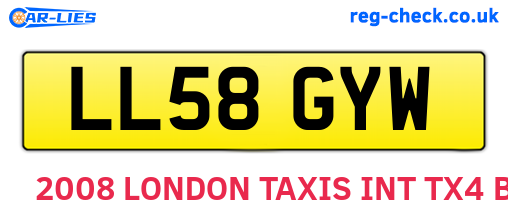 LL58GYW are the vehicle registration plates.