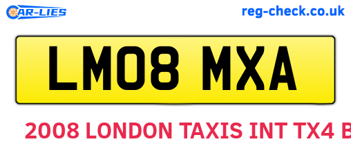LM08MXA are the vehicle registration plates.