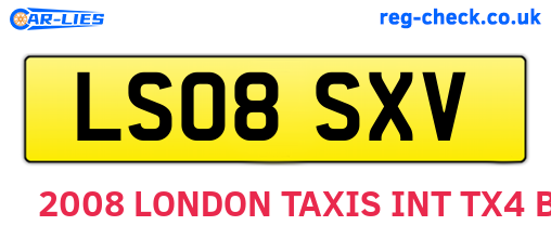 LS08SXV are the vehicle registration plates.