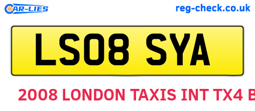 LS08SYA are the vehicle registration plates.