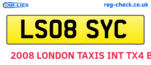 LS08SYC are the vehicle registration plates.