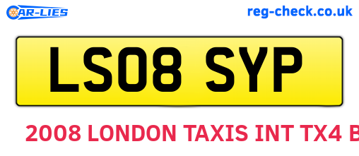 LS08SYP are the vehicle registration plates.