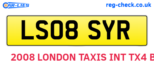 LS08SYR are the vehicle registration plates.