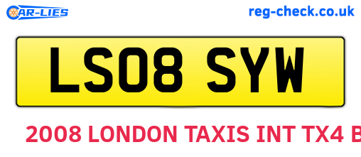LS08SYW are the vehicle registration plates.