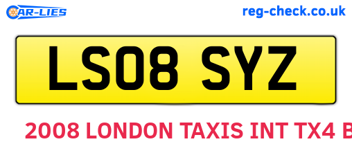 LS08SYZ are the vehicle registration plates.