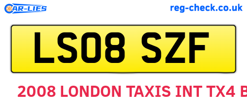LS08SZF are the vehicle registration plates.