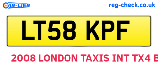 LT58KPF are the vehicle registration plates.