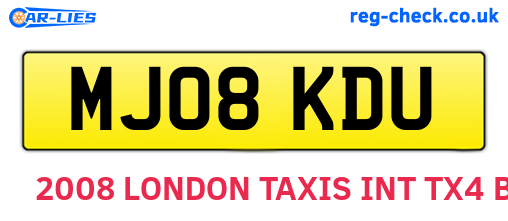 MJ08KDU are the vehicle registration plates.