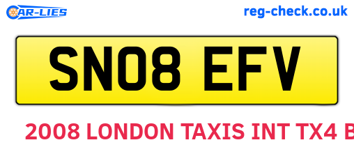 SN08EFV are the vehicle registration plates.