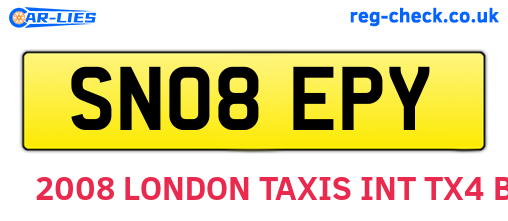 SN08EPY are the vehicle registration plates.