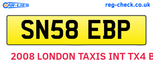 SN58EBP are the vehicle registration plates.