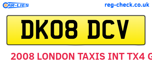 DK08DCV are the vehicle registration plates.