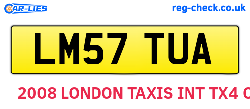LM57TUA are the vehicle registration plates.