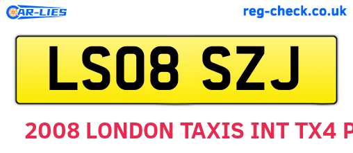 LS08SZJ are the vehicle registration plates.