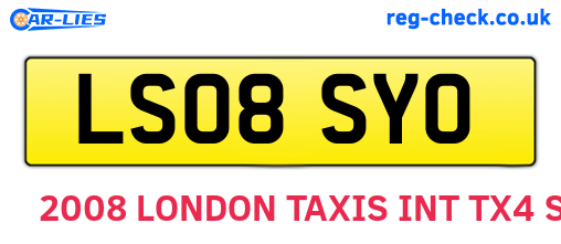 LS08SYO are the vehicle registration plates.