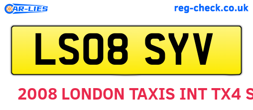 LS08SYV are the vehicle registration plates.