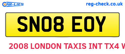 SN08EOY are the vehicle registration plates.
