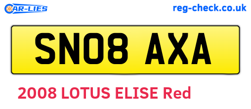 SN08AXA are the vehicle registration plates.