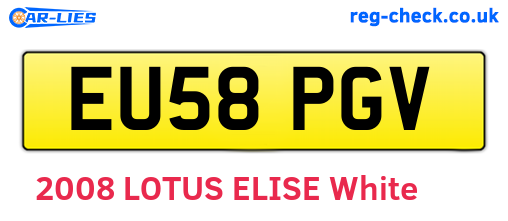 EU58PGV are the vehicle registration plates.