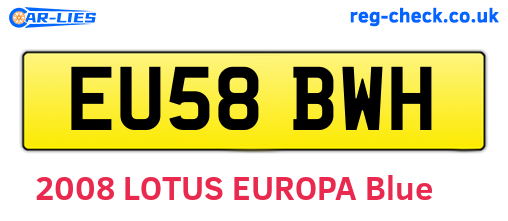 EU58BWH are the vehicle registration plates.