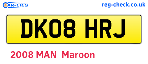 DK08HRJ are the vehicle registration plates.