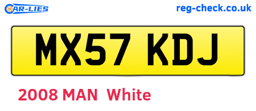 MX57KDJ are the vehicle registration plates.