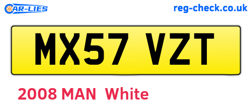 MX57VZT are the vehicle registration plates.
