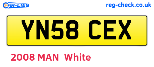 YN58CEX are the vehicle registration plates.