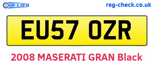EU57OZR are the vehicle registration plates.