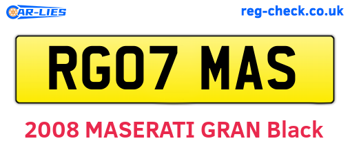 RG07MAS are the vehicle registration plates.