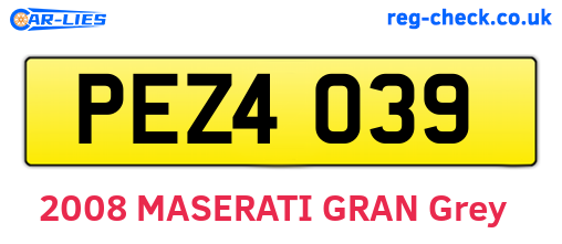 PEZ4039 are the vehicle registration plates.