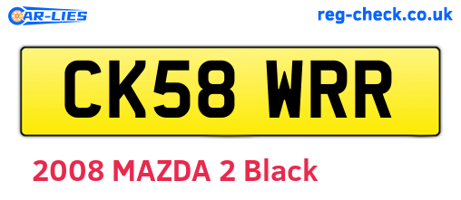 CK58WRR are the vehicle registration plates.