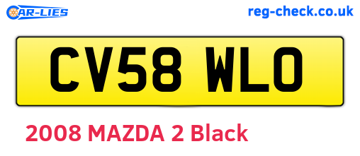 CV58WLO are the vehicle registration plates.