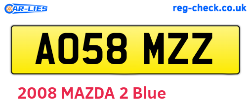 AO58MZZ are the vehicle registration plates.