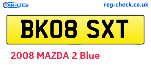 BK08SXT are the vehicle registration plates.