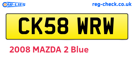 CK58WRW are the vehicle registration plates.