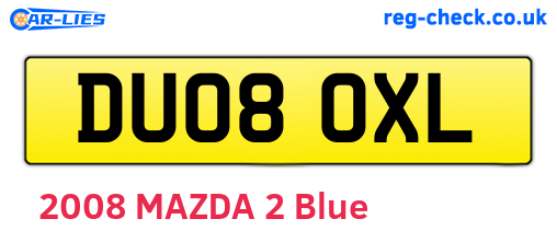 DU08OXL are the vehicle registration plates.